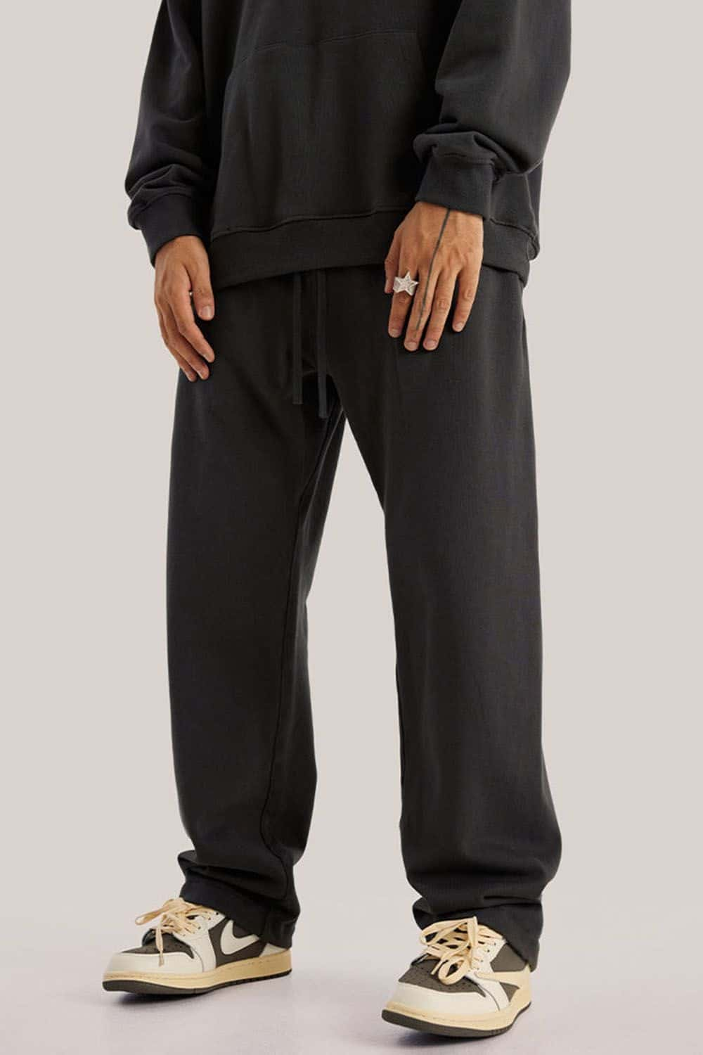 Heavyweight Loose-Fit Athletic Sweatpants in Pure White