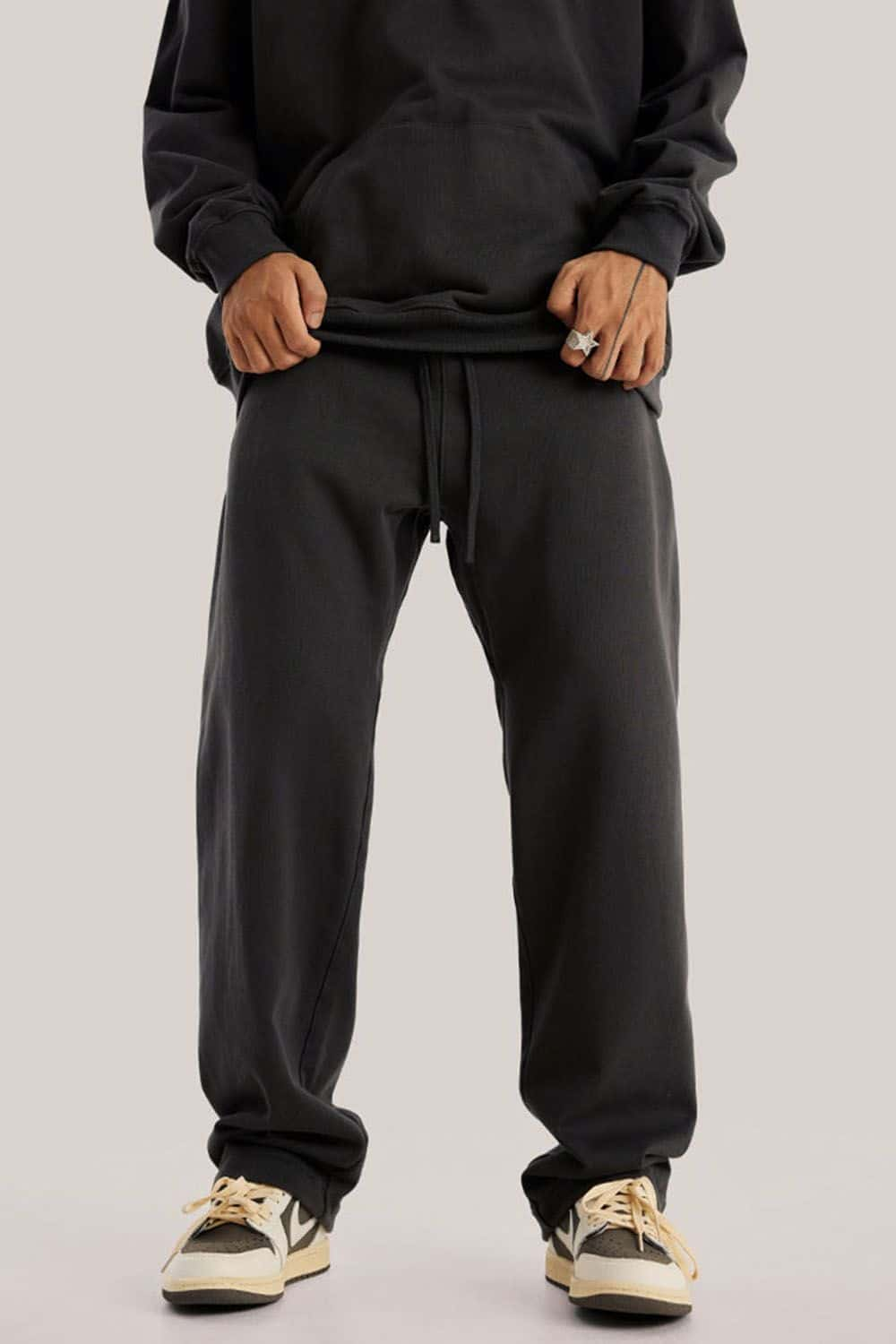 Heavyweight Loose-Fit Athletic Sweatpants in Pure White