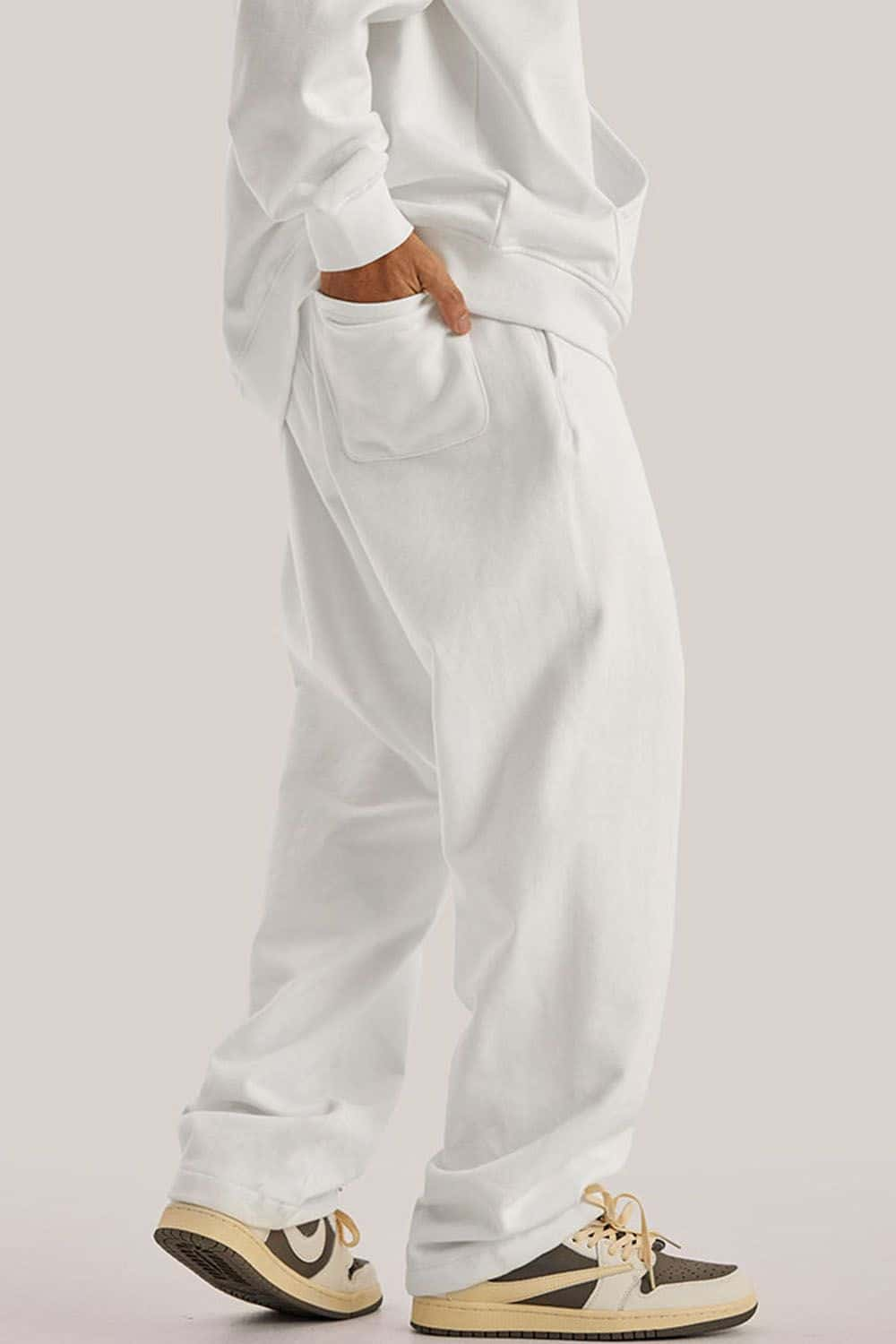 Heavyweight Loose-Fit Athletic Sweatpants in Pure White