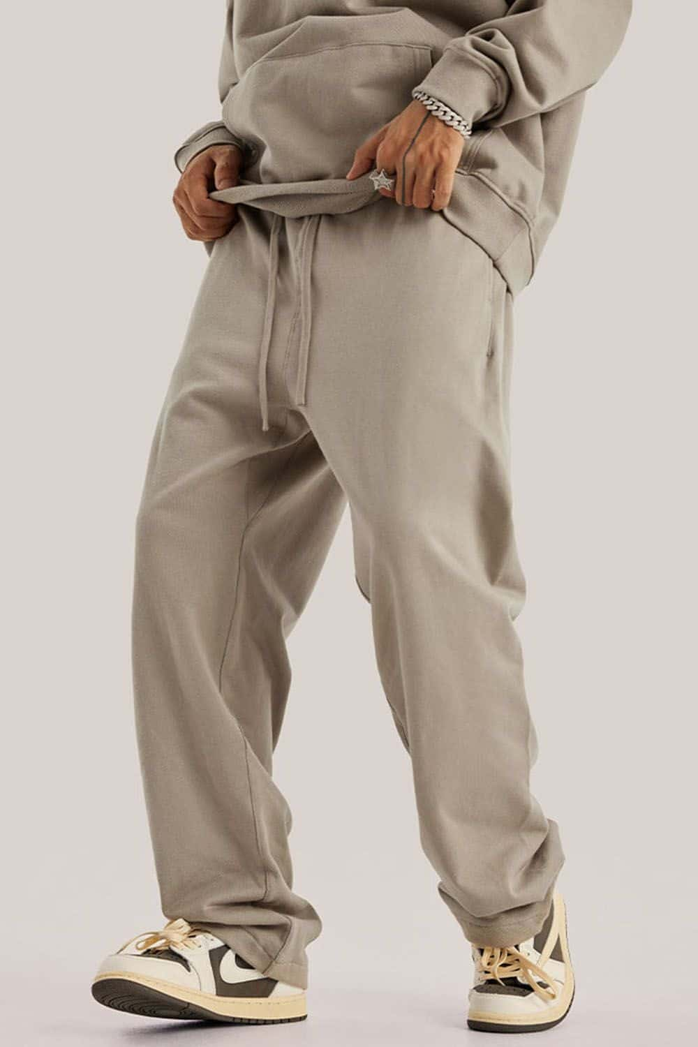 Heavyweight Loose-Fit Athletic Sweatpants in Pure White