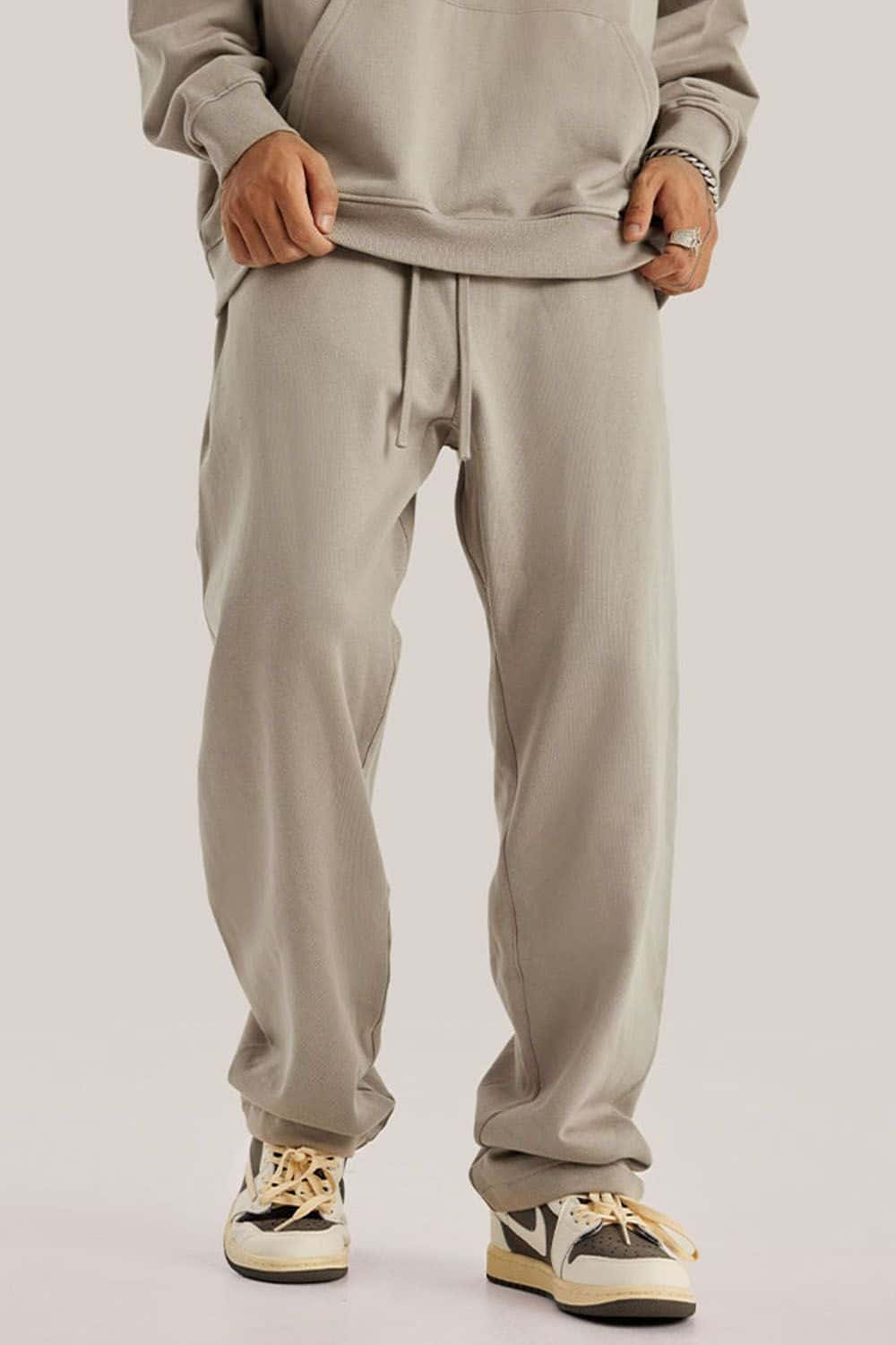 Heavyweight Loose-Fit Athletic Sweatpants in Pure White