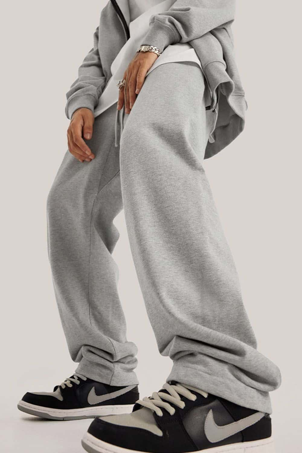 Heavyweight Loose-Fit Athletic Sweatpants in Pure White