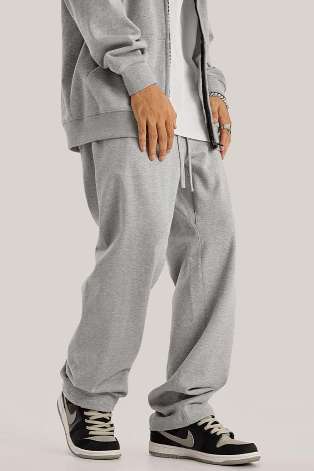 Heavyweight Loose-Fit Athletic Sweatpants in Pure White