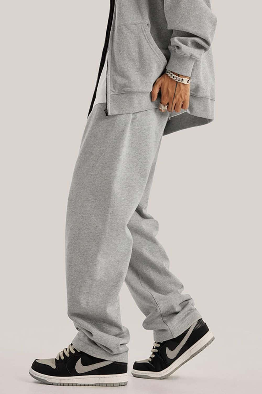 Heavyweight Loose-Fit Athletic Sweatpants in Pure White