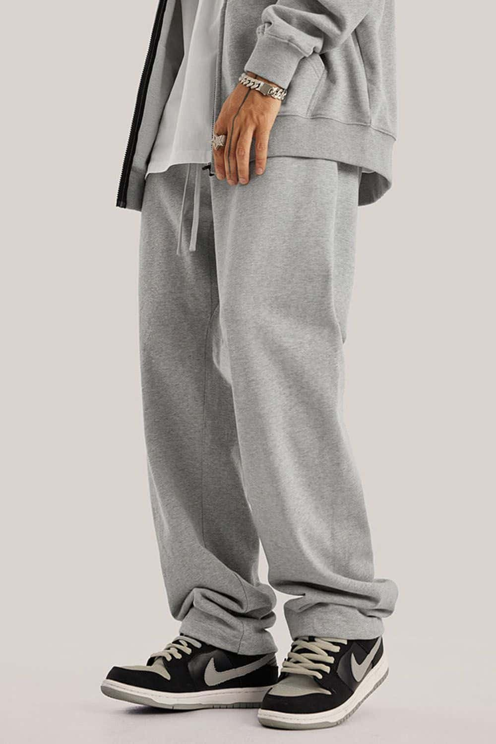 Heavyweight Loose-Fit Athletic Sweatpants in Pure White