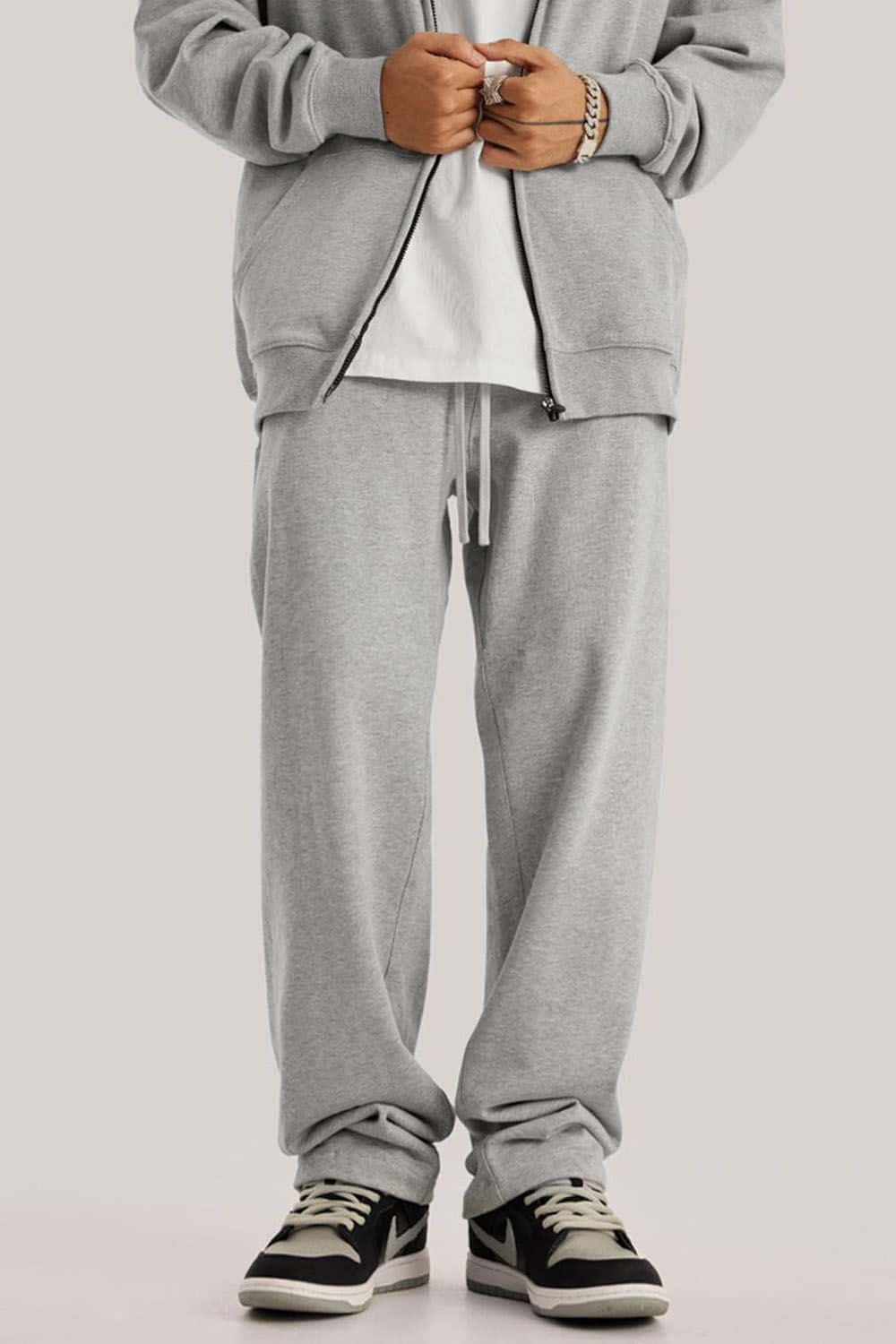 Heavyweight Loose-Fit Athletic Sweatpants in Pure White