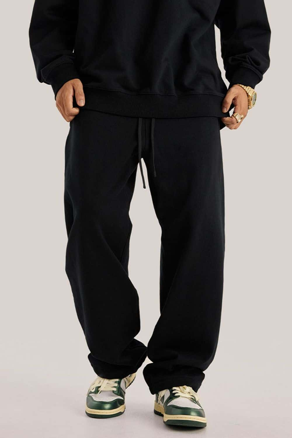 Heavyweight Loose-Fit Athletic Sweatpants in Pure White