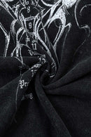 Washed Hand-Painted Graphic Relaxed Long-Sleeve Cotton T-Shirt in Fried Snowflakes - collar detail