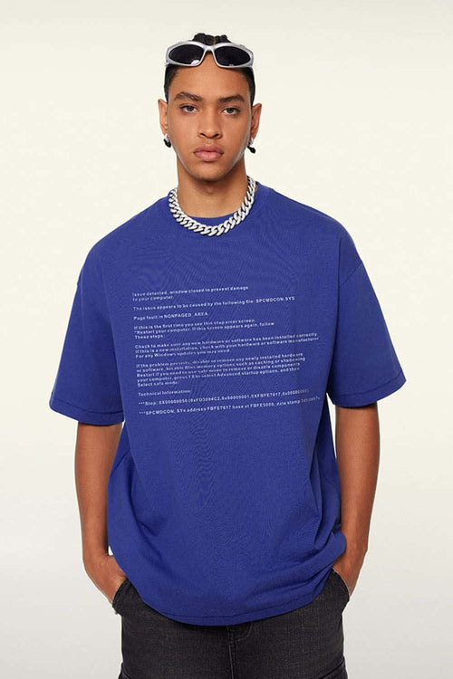 Cool-Touch Quick-Drying Graphic T-Shirt in Blue - front product view
