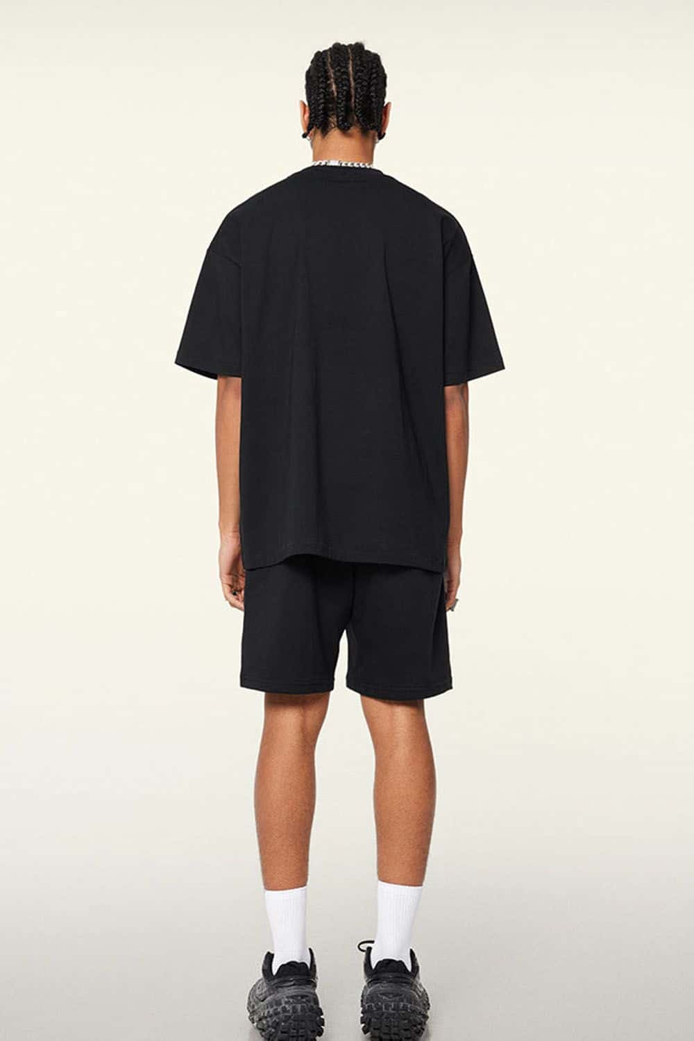 Cool-Touch Quick-Drying Graphic T-Shirt in Metallic Black - back product view