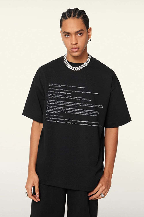 Cool-Touch Quick-Drying Graphic T-Shirt in Metallic Black - front product view