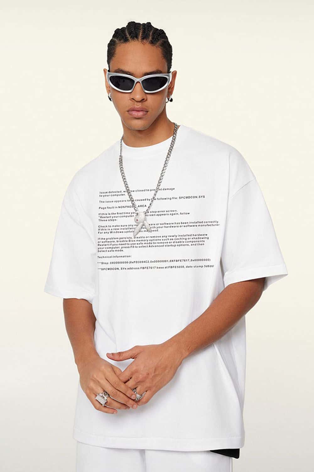 Cool-Touch Quick-Drying Graphic T-Shirt in Teeth White - front product view