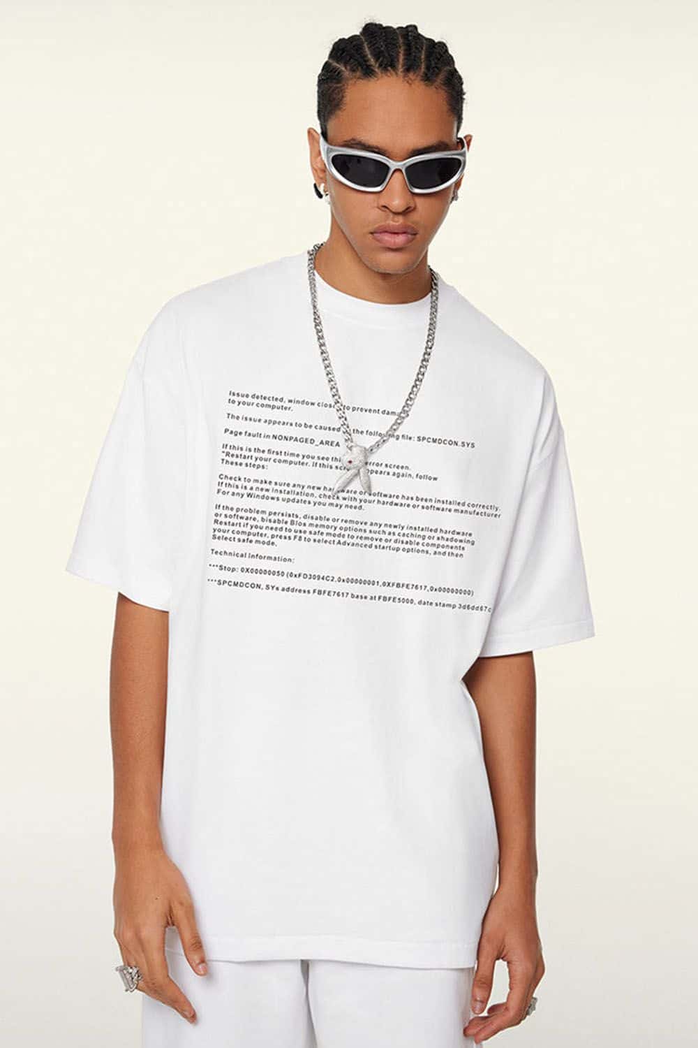 Cool-Touch Quick-Drying Graphic T-Shirt in Teeth White - front product view