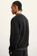 Washed Fleece-Lined Relaxed Crew-Neck Sweatshirt in Fried Snowflakes - back modeled view