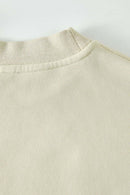 Washed Fleece-Lined Relaxed Crew-Neck Sweatshirt in Gray Apricot - collar detail
