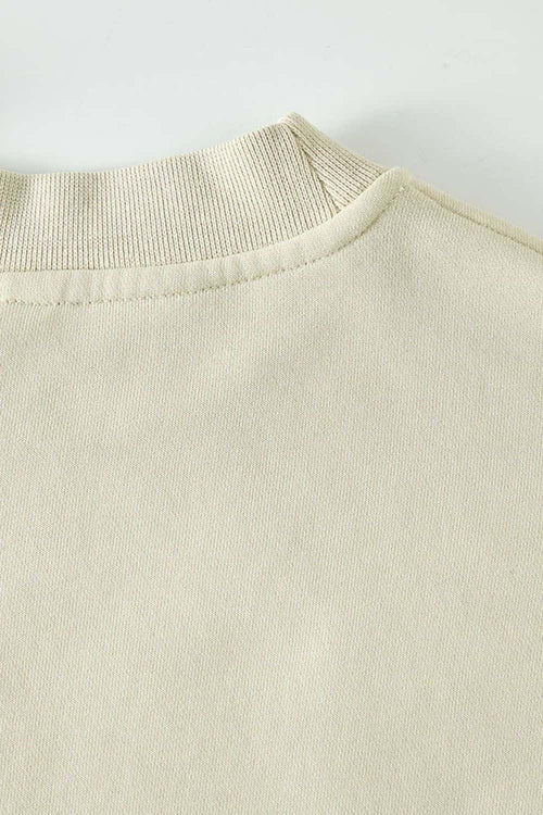 Washed Fleece-Lined Relaxed Crew-Neck Sweatshirt in Gray Apricot - collar detail