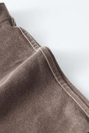 Washed Drop-Shoulder Long-Sleeve Cotton T-Shirt in Coffee - fabric texture close-up