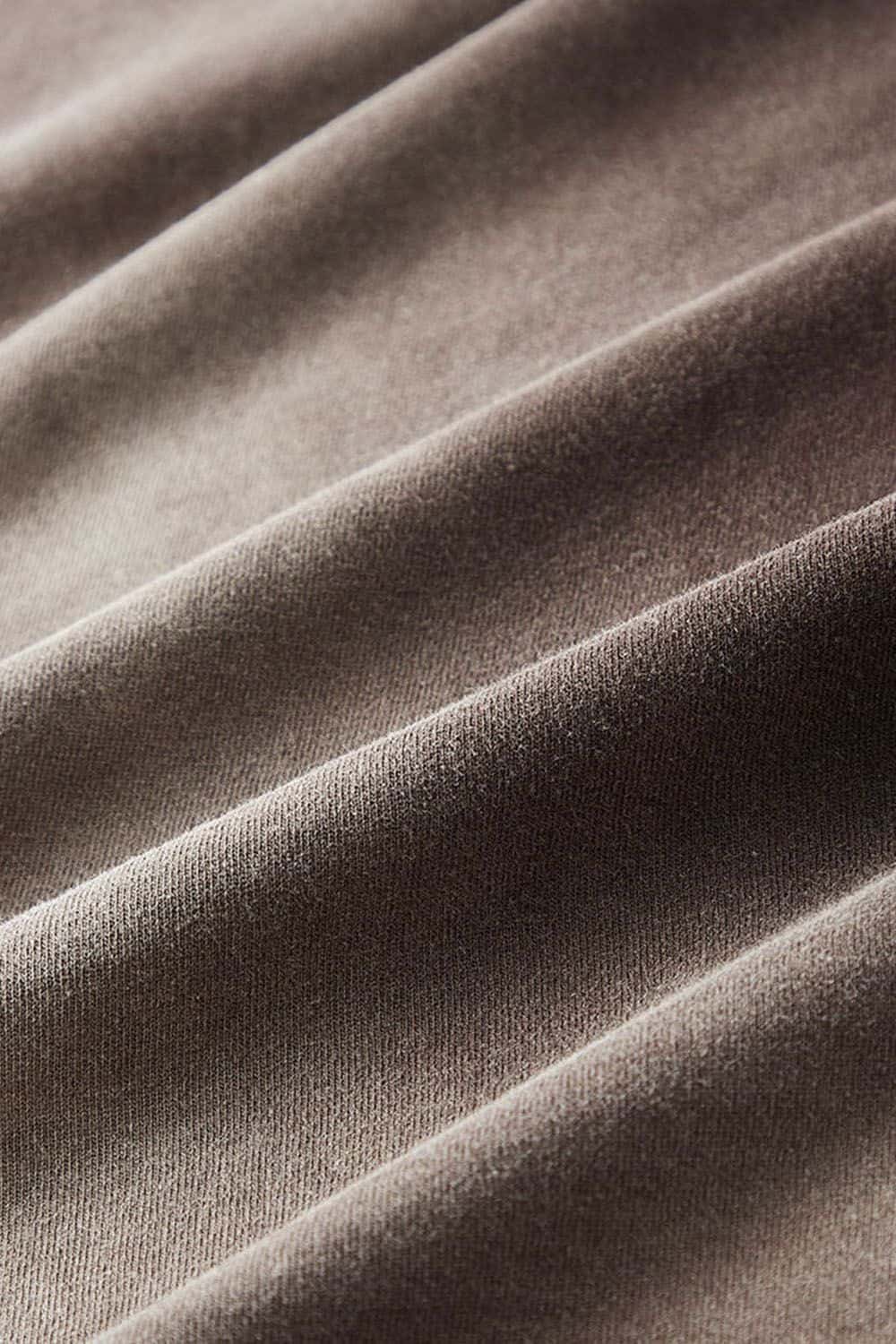 Washed Drop-Shoulder Long-Sleeve Cotton T-Shirt in Coffee - fabric texture close-up