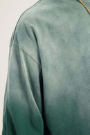 Washed Drop-Shoulder Long-Sleeve Cotton T-Shirt in Green - product detail close-up