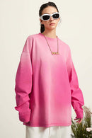 Washed Drop-Shoulder Long-Sleeve Cotton T-Shirt in Rose Red - front modeled close-up