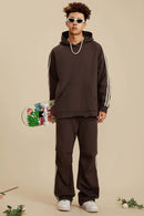 Contrast Stripe Raglan Hoodie - Chocolate