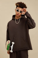 Contrast Stripe Raglan Hoodie - Chocolate