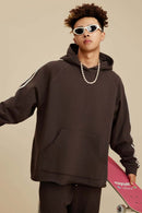 Contrast Stripe Raglan Hoodie - Chocolate