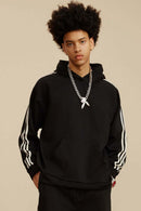 Contrast Stripe Raglan Hoodie - Black