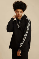 Contrast Stripe Raglan Hoodie - Black