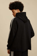 Contrast Stripe Raglan Hoodie - Black