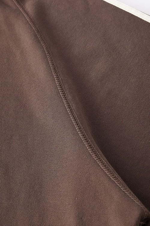 Contrast Stripe Raglan Hoodie - Chocolate