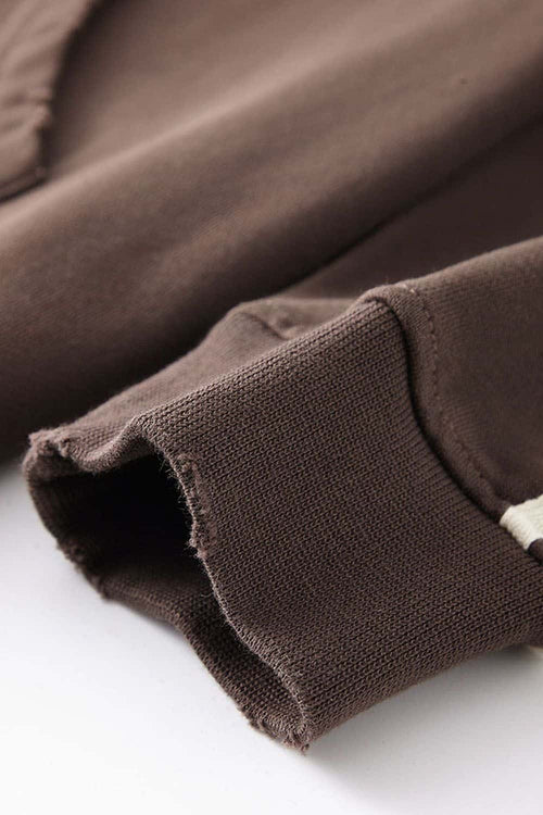 Contrast Stripe Raglan Hoodie - Chocolate