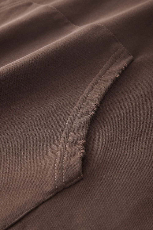 Contrast Stripe Raglan Hoodie - Chocolate