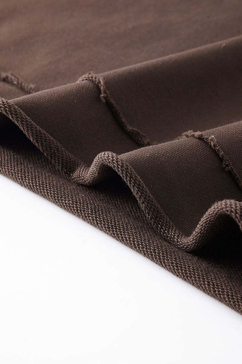 Contrast Stripe Raglan Hoodie - Chocolate