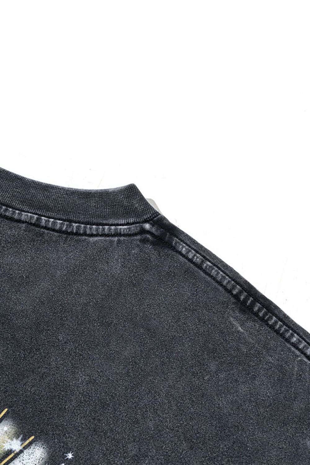 Vintage Washed Graphic Cotton Tee - Slate Black