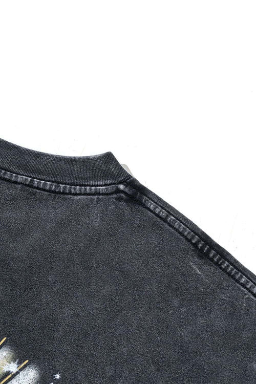 Vintage Washed Graphic Cotton Tee - Slate Black