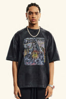 Vintage Washed Graphic Cotton Tee - Slate Black