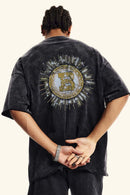 Vintage Washed Graphic Cotton Tee - Slate Black