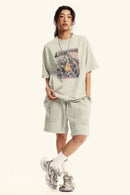 Vintage Washed Graphic Cotton Tee - Slate Rice