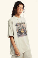 Vintage Washed Graphic Cotton Tee - Slate Rice