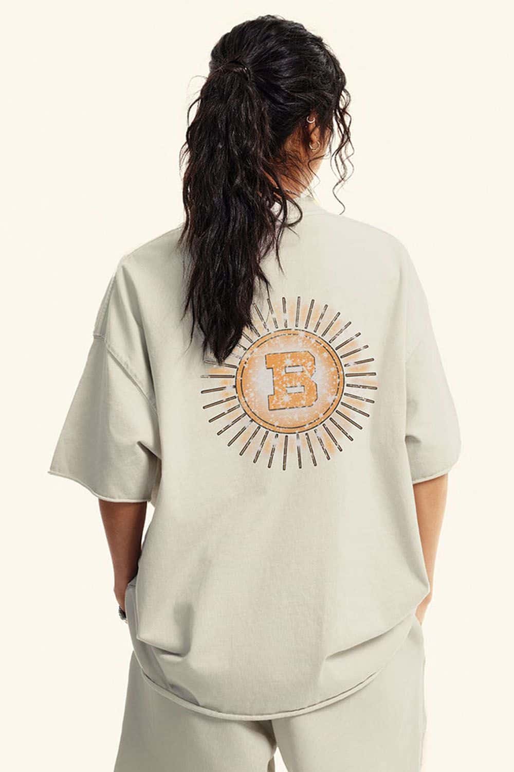 Vintage Washed Graphic Cotton Tee - Slate Rice