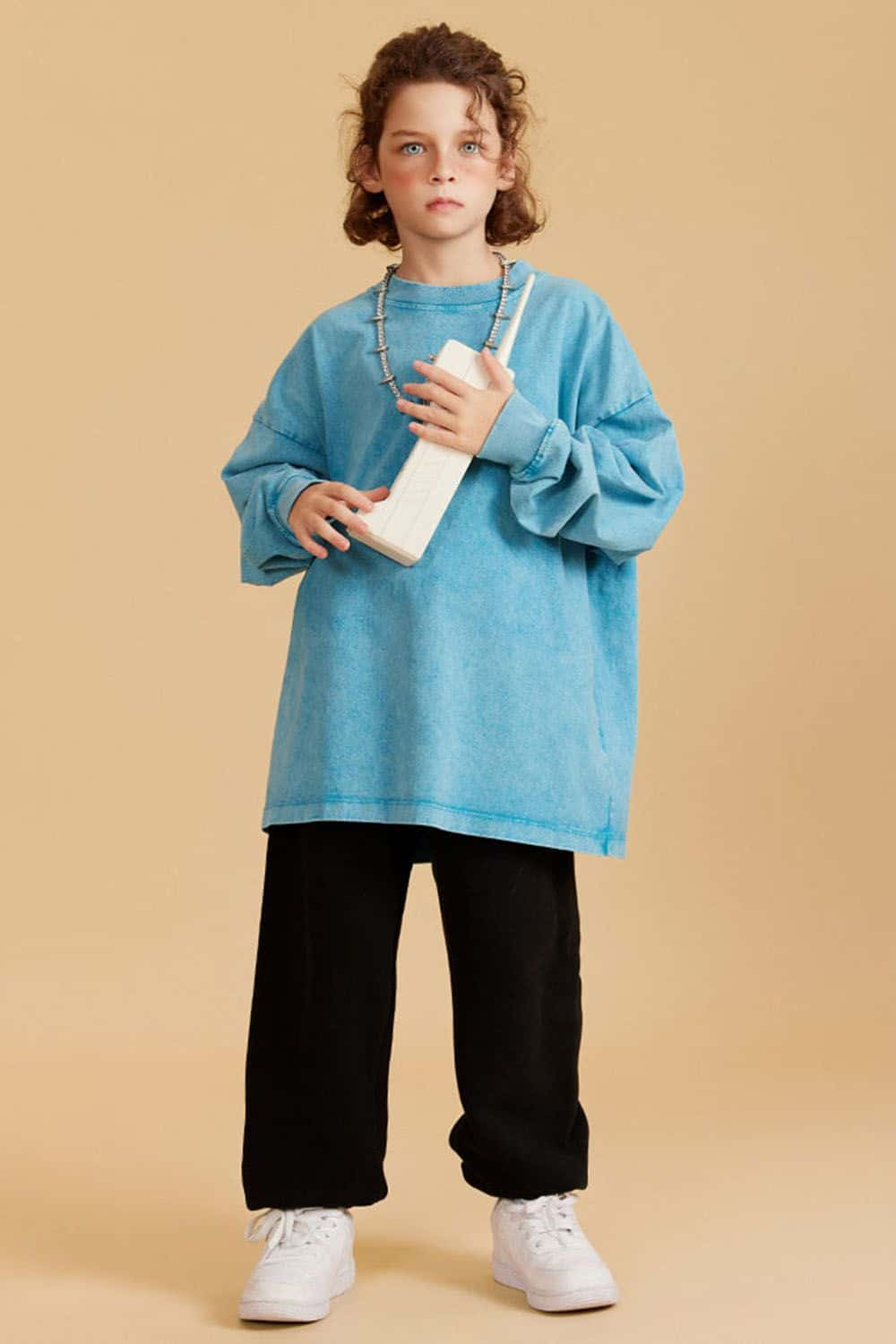 Kids' Vintage Washed Cotton Long Sleeve Top