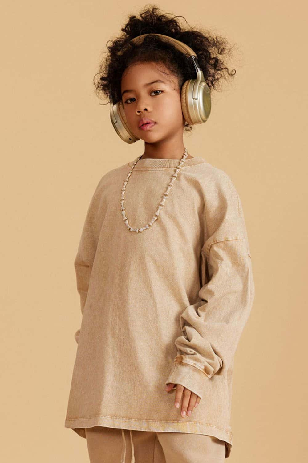 Kids' Vintage Washed Cotton Long Sleeve Top