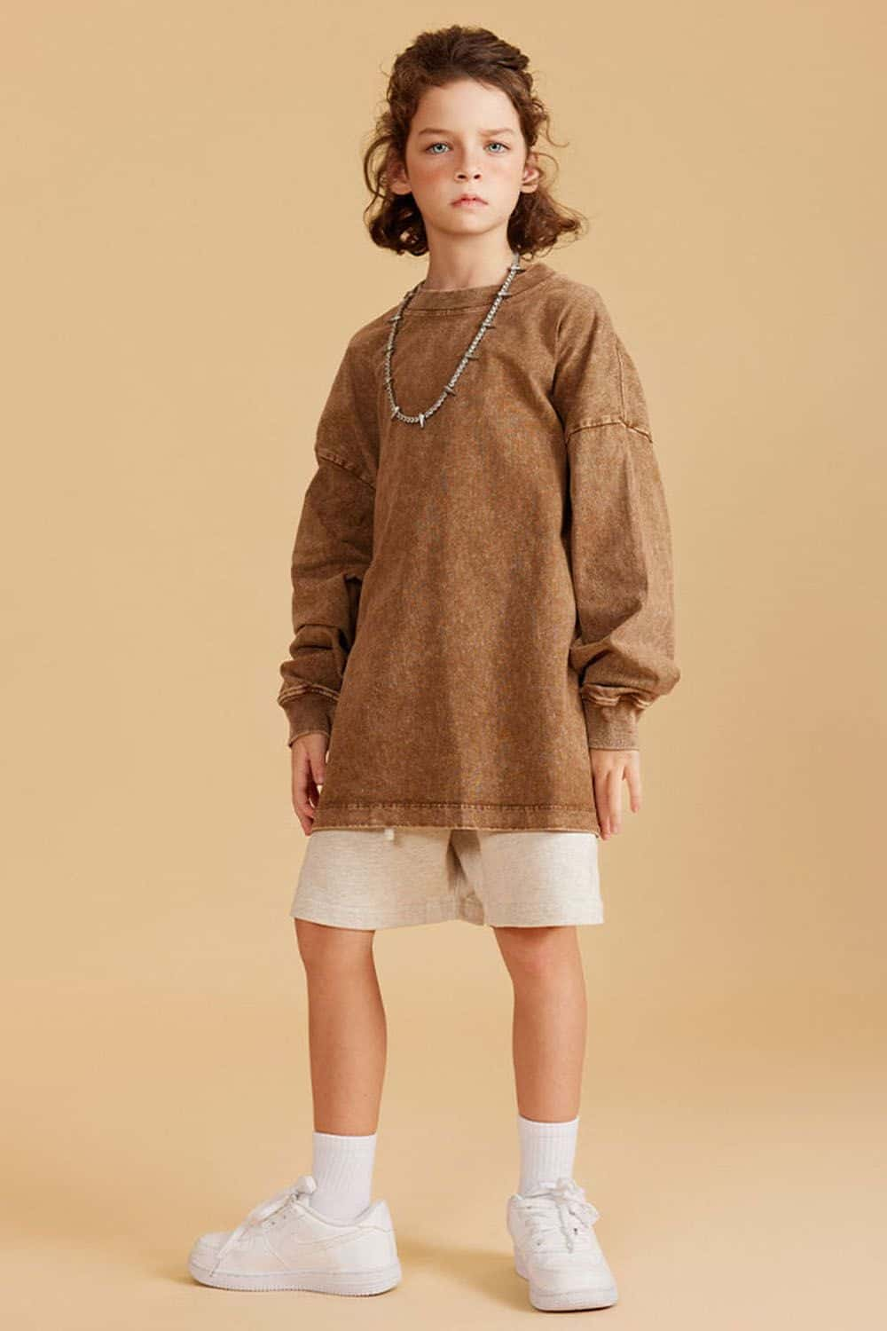 Kids' Vintage Washed Cotton Long Sleeve Top