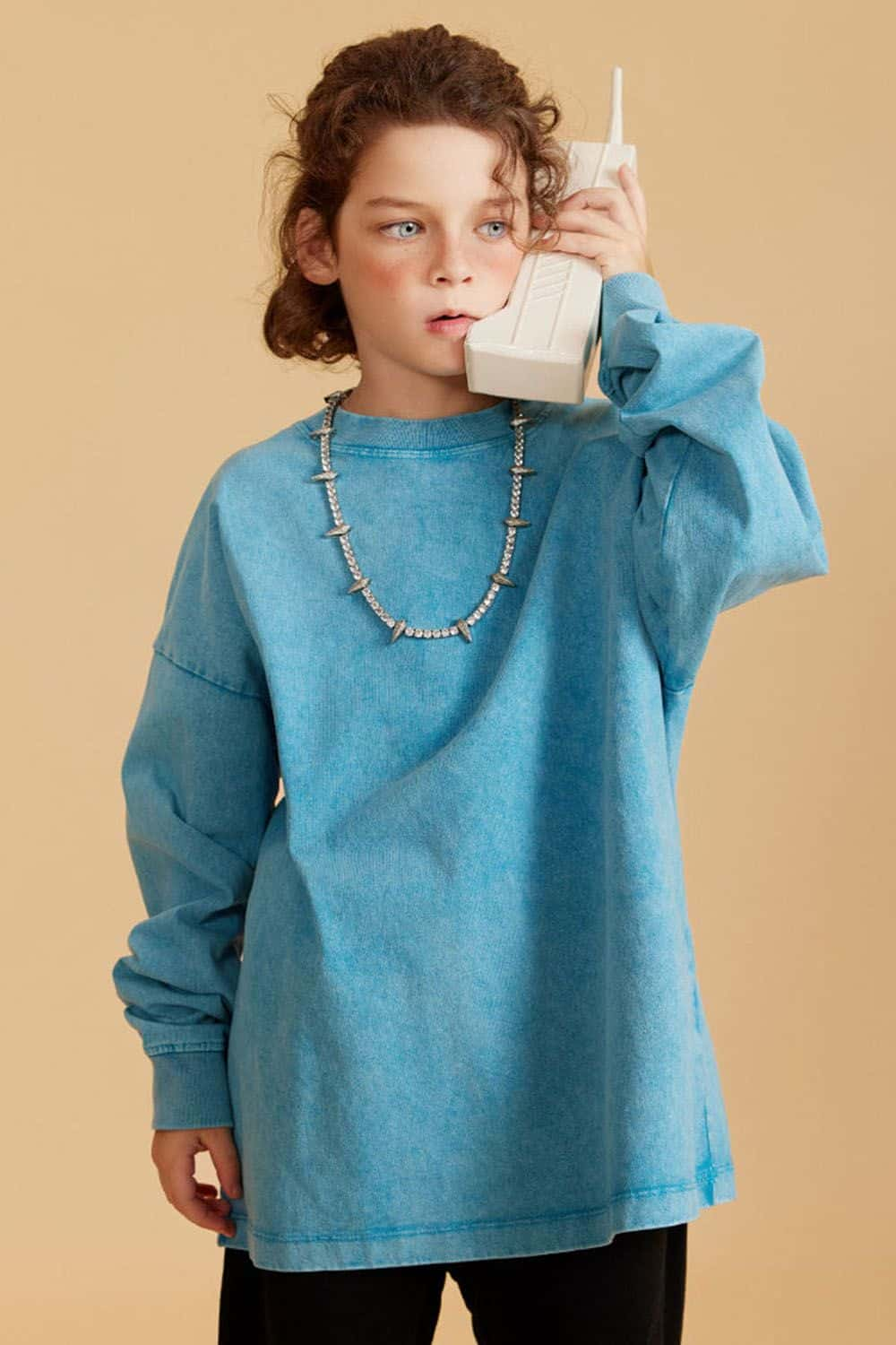 Kids' Vintage Washed Cotton Long Sleeve Top