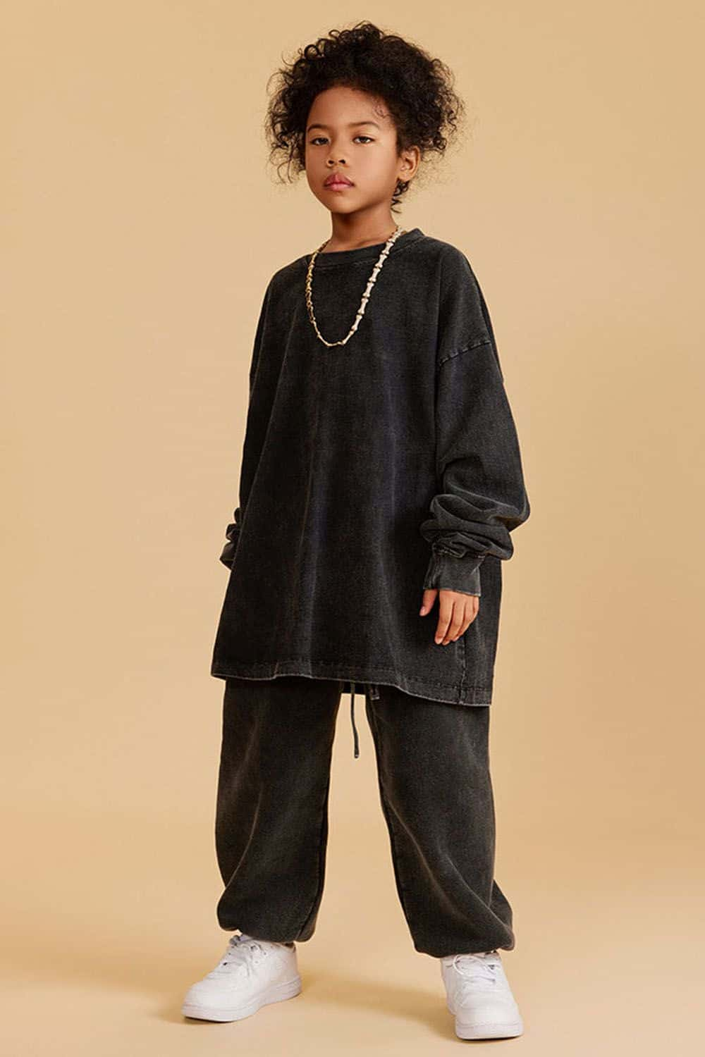 Kids' Vintage Washed Cotton Long Sleeve Top