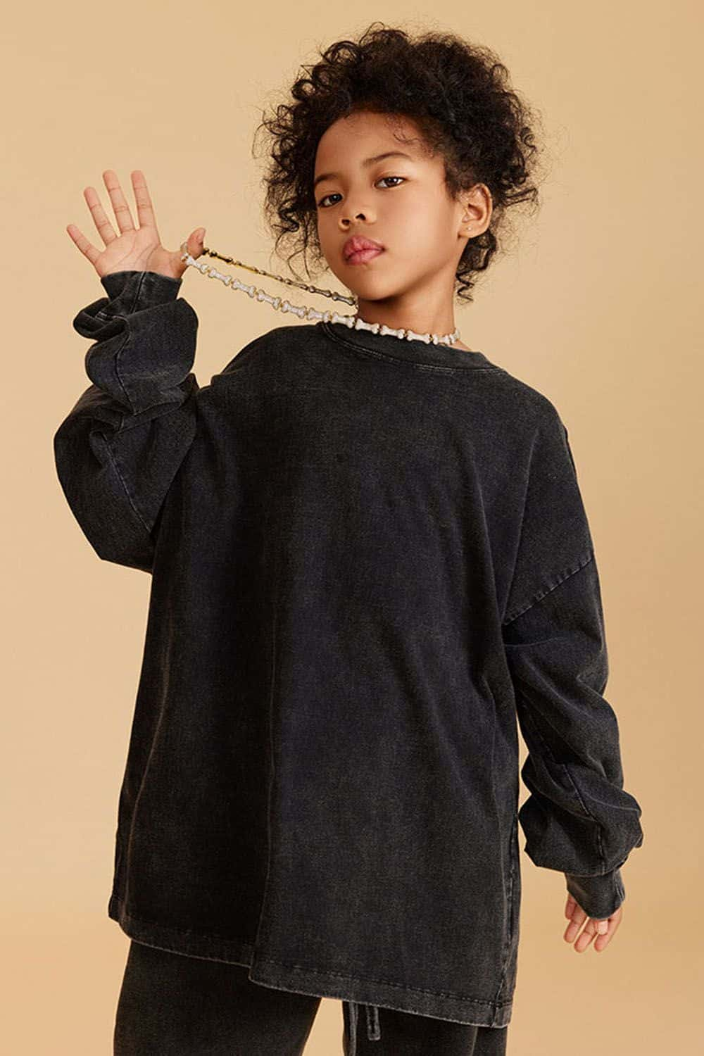 Kids' Vintage Washed Cotton Long Sleeve Top