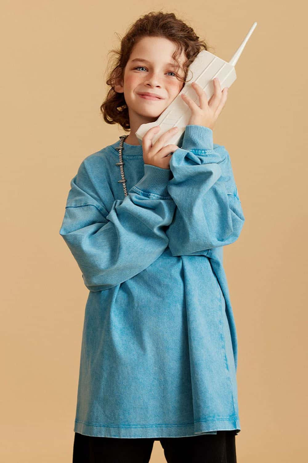 Kids' Vintage Washed Cotton Long Sleeve Top