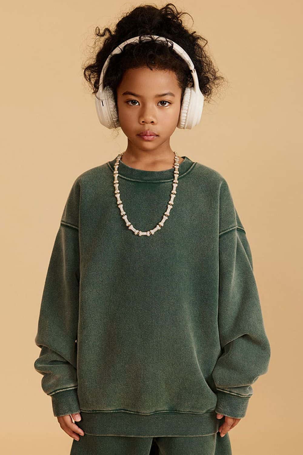 Kids' Heavyweight Washed Fleece-Lined Crew Neck Sweatshirt