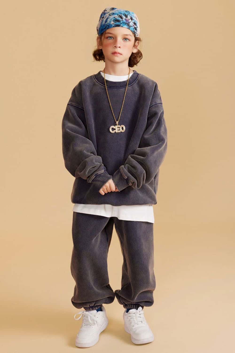 Kids' Heavyweight Washed Fleece-Lined Crew Neck Sweatshirt